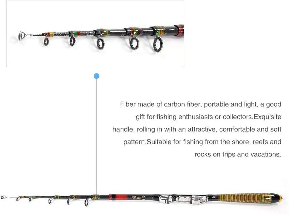 RiToEasysports Telescopic Fishing Rod, Carbon Fishing Rod Kit, Sea Rod, Portable Manual Fishing Accessory