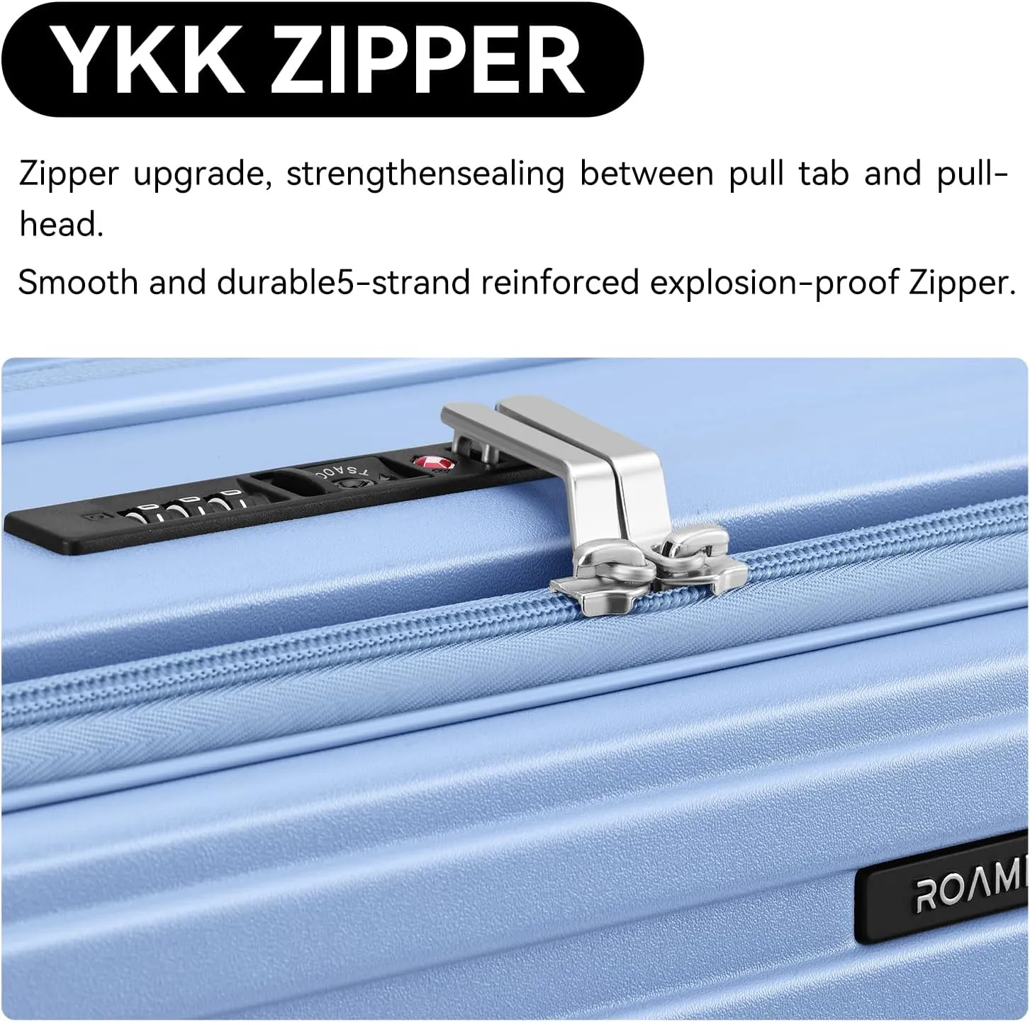 ROAMING 24 Inch Checked Luggage TOP Opening Rolling Suitcase PC hard sided luggage with Spinner Wheels Cup Holder Tsa Lock Specially Designed Ergonomic Pull Rod Handle for Travel Woman Men Blue