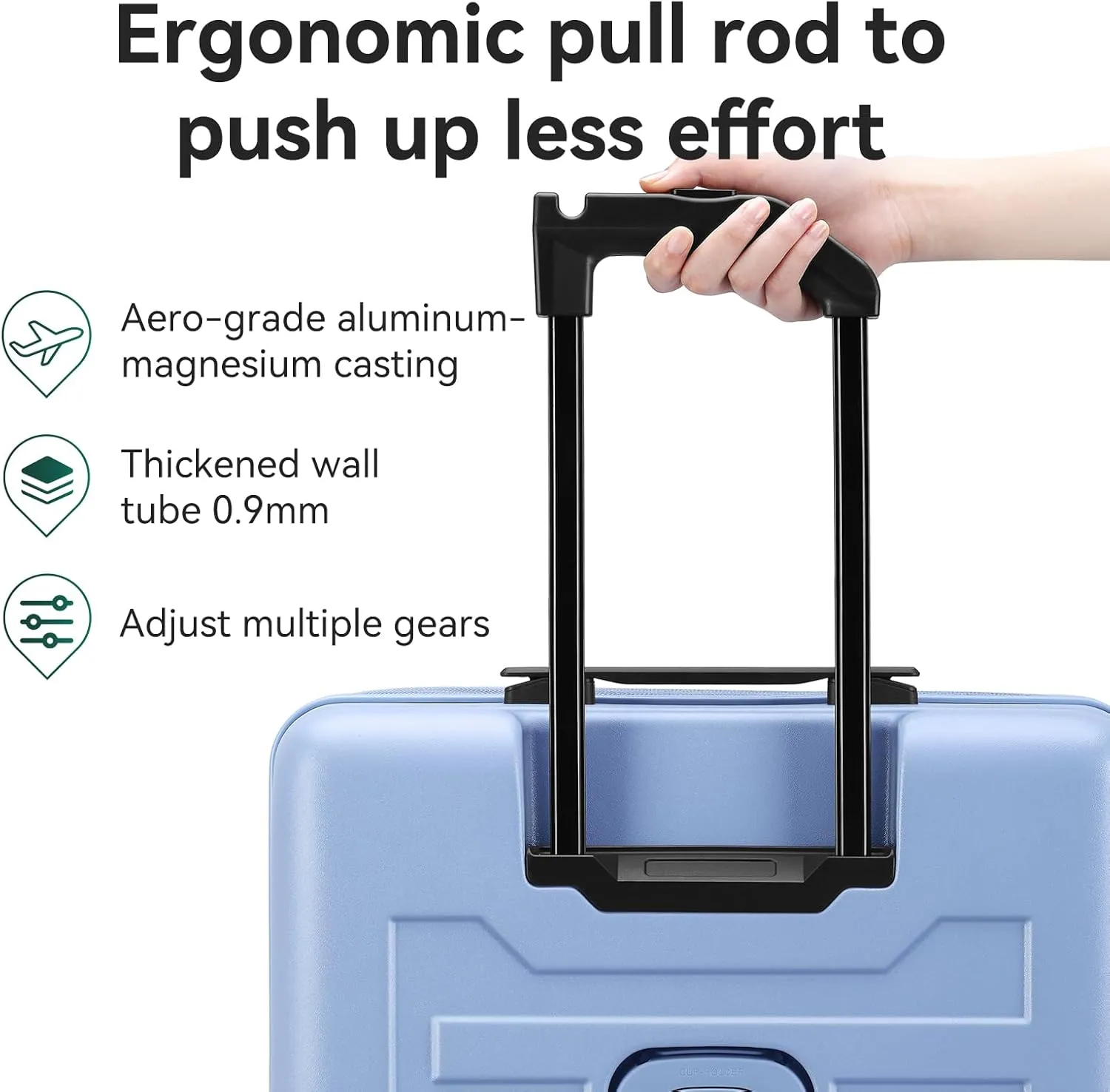 ROAMING 24 Inch Checked Luggage TOP Opening Rolling Suitcase PC hard sided luggage with Spinner Wheels Cup Holder Tsa Lock Specially Designed Ergonomic Pull Rod Handle for Travel Woman Men Blue