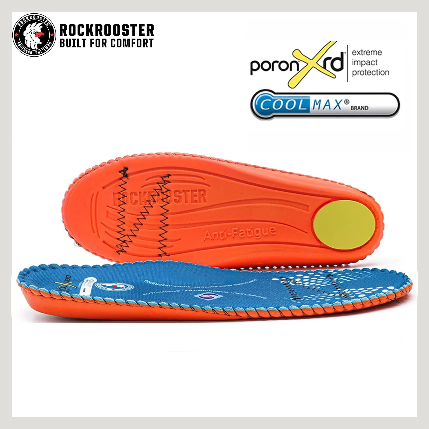 ROCKROOSTER Women's Men's Arch Support Anti-Fatigue Comfortable Cushioned Insole Heel Pain Relief Replacement Footwear Heavy Duty Comfort and Support Memory Fit Insoles