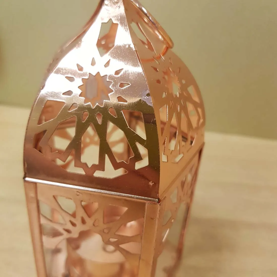 Rose Gold Mini Lantern Moroccan Inspired  (approx. 7x15cm)