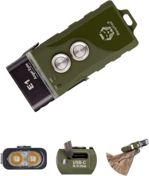 RovyVon Angel Eyes E1 Rechargeable EDC Flashlight USB C, 500 lumens High CRI Small Bright Keychain Flashlight Dual Power System Triple A Battery Flashlight for Daily Carry