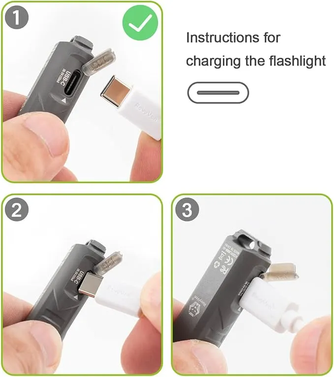 RovyVon Aurora A1 Keychain Flashlights, USB-C Rechargeable Max 650 High Lumens Super Bright with EDC Small Size, 5 Mode Easy Use with Clip,Waterproof,Perfect for Camping Emergencies Gift(Gray)