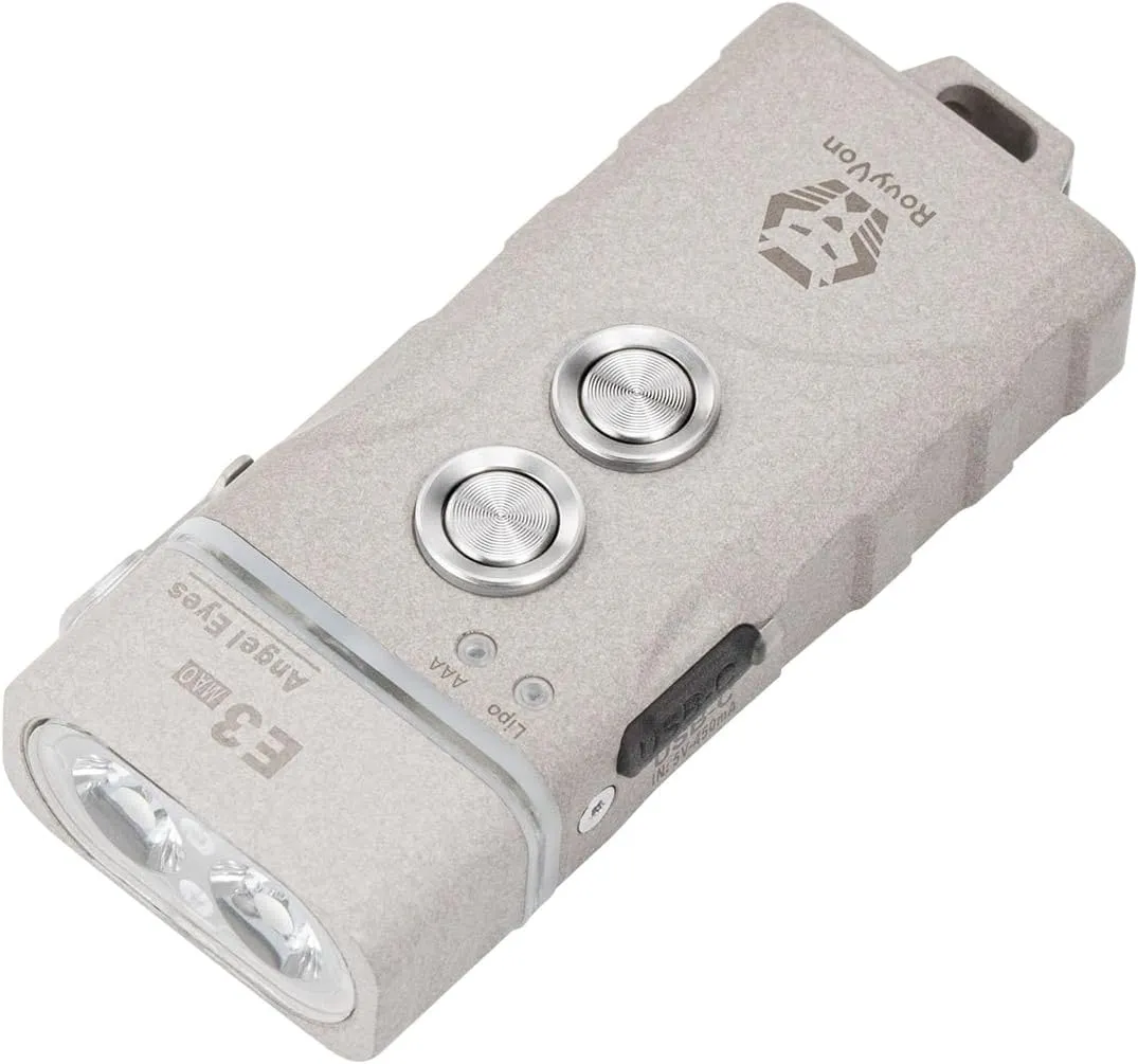 RovyVon E3 Plus Marble Keychain Flashlight - 700 Lumen Dual Power Rechargeable with Lockout Mode, Waterproof for Everyday Carry, Camping, Hiking, Emergency