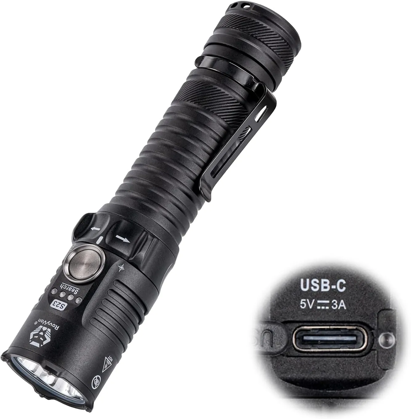 RovyVon S23 Search Flashlight, 4000 High Lumen Brightest Flashlight Long Throw, 5000mAh Rechargeable Battery, IPX8 Waterproof EDC Flashlight Compact Duty Work Light with Lanyard