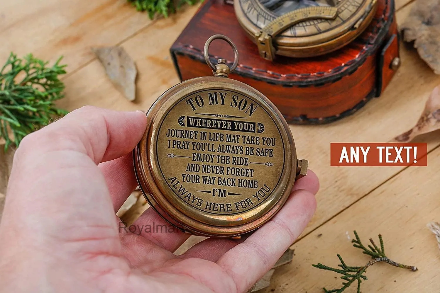 Royalmart Son Gifts, Mom to Son Compass – Working Compass with Leather Case/to My Son Love Mom – Mother to Son Gifts - Graduation Day Gifts for Son - Son Birthday Gifts - Confirmation Gifts for Son
