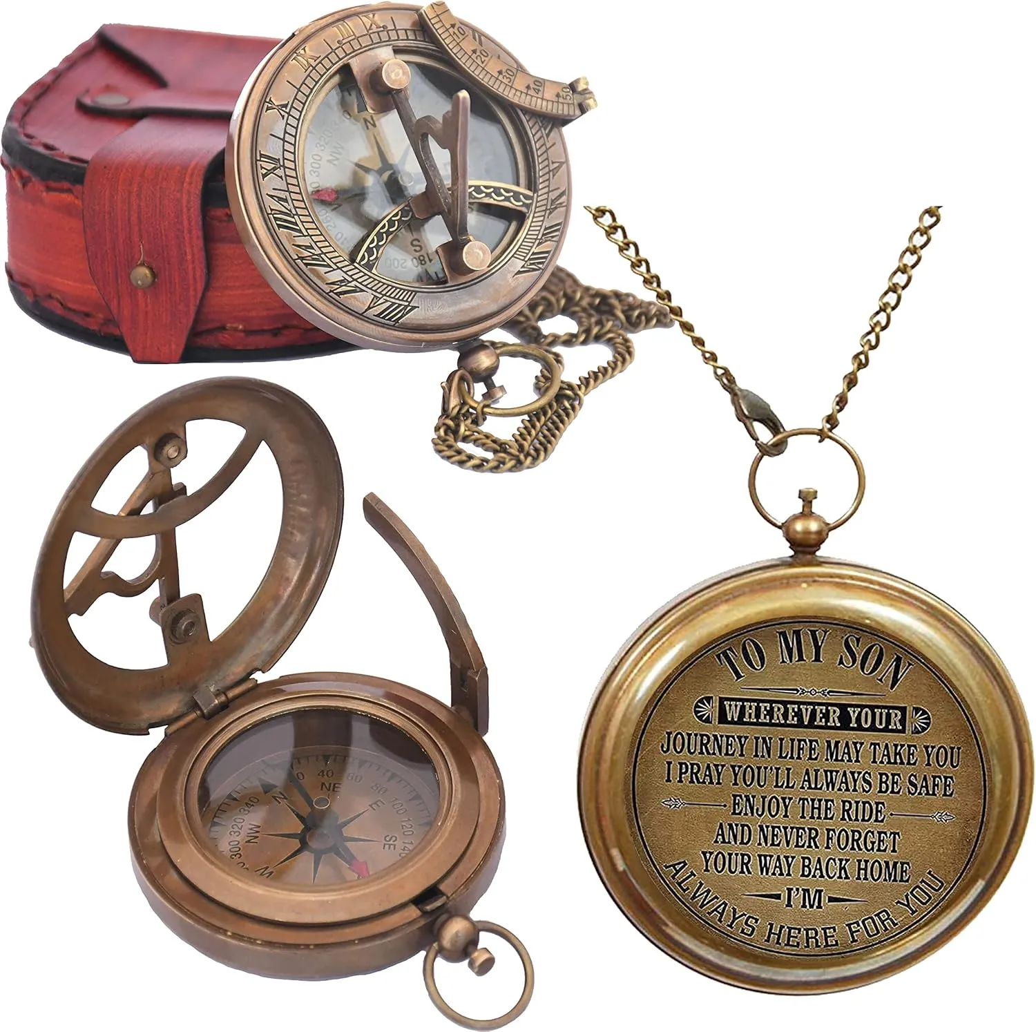 Royalmart Son Gifts, Mom to Son Compass – Working Compass with Leather Case/to My Son Love Mom – Mother to Son Gifts - Graduation Day Gifts for Son - Son Birthday Gifts - Confirmation Gifts for Son