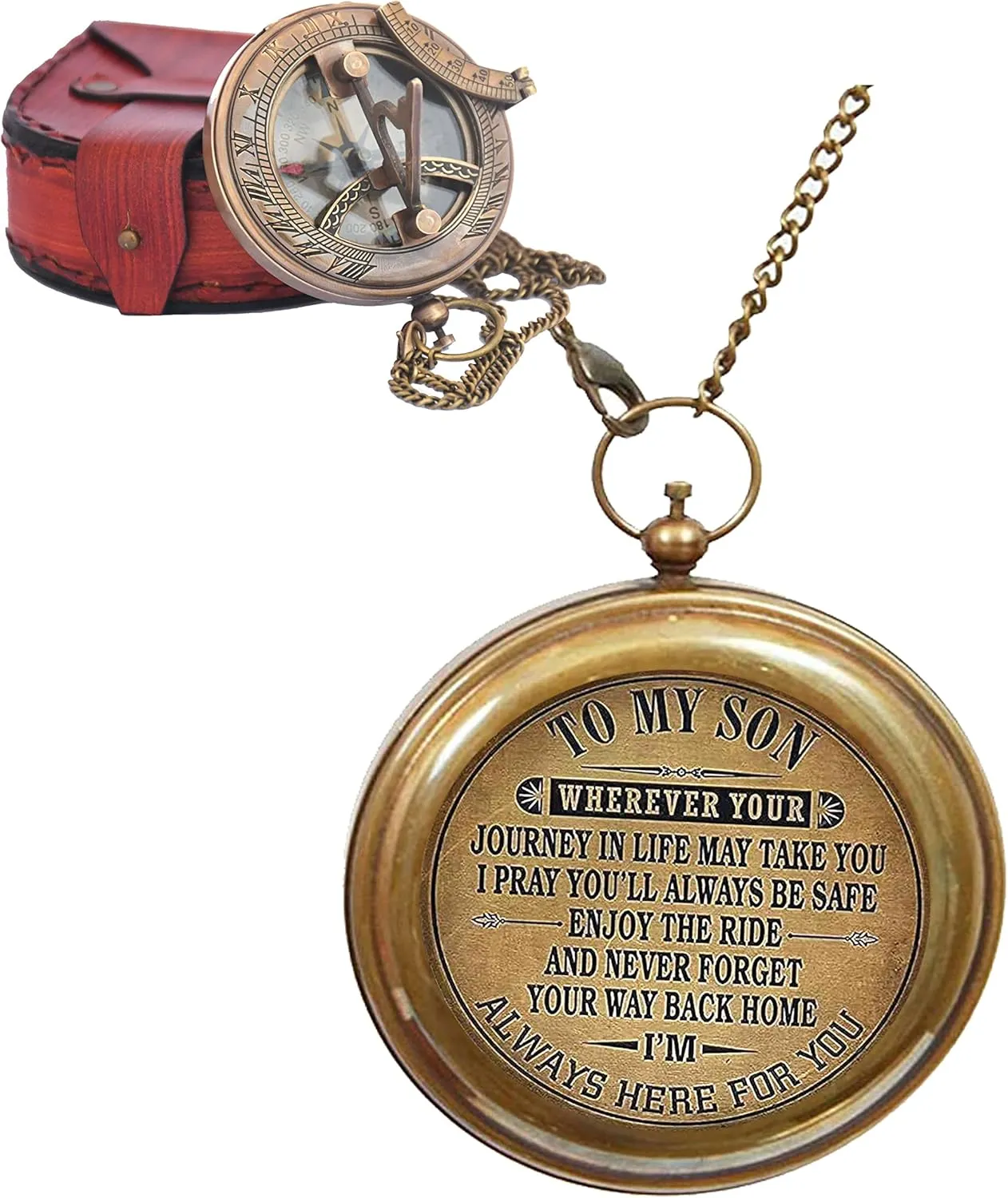 Royalmart Son Gifts, Mom to Son Compass – Working Compass with Leather Case/to My Son Love Mom – Mother to Son Gifts - Graduation Day Gifts for Son - Son Birthday Gifts - Confirmation Gifts for Son