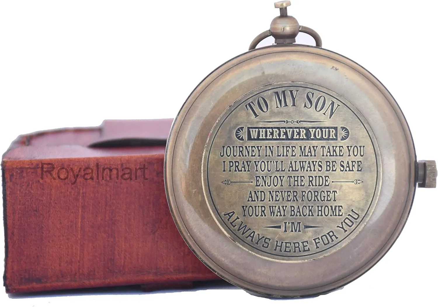 Royalmart Son Gifts, Mom to Son Compass – Working Compass with Leather Case/to My Son Love Mom – Mother to Son Gifts - Graduation Day Gifts for Son - Son Birthday Gifts - Confirmation Gifts for Son