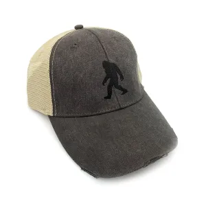 Rustic Bigfoot Trucker Cap - Men's Pre Curved Baseball Cap with Mesh Back and Adjustable Snapback