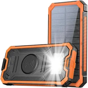 SAFE SPEED-(GREEN)20000mAh Solar Charger Mobile Power 5W 5V 2A Fast Charging Portable Cell Phone Wireless Charger, Outdoor Camping Lighting Wireless Charger Solar Battery Pack with Flashlight