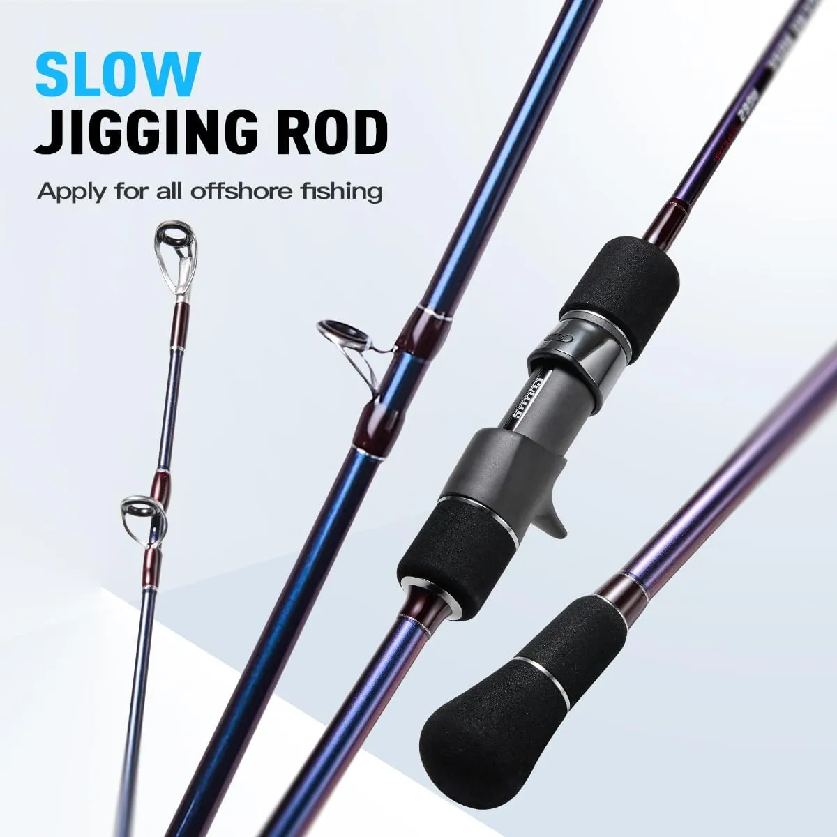 Saltwater Fishing Rod - 2-Piece Slow Jigging Rod with Fuji Guides & Toray Carbon Fiber, Spinning/Casting Reel Compatible for Offshore & Deep Sea Fishing
