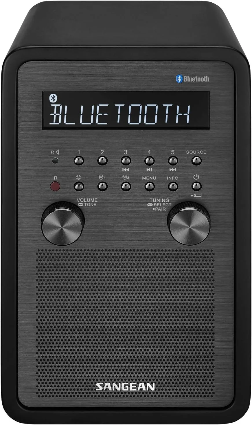 SANGEAN WR-50 AM/FM-RBDS/Bluetooth Wood Cabinet Table Top Radio Black