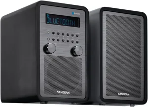 Sangean WR-50P AM/FM Bluetooth Wood Cabinet Tabletop Stereo Digital Receiver, Black