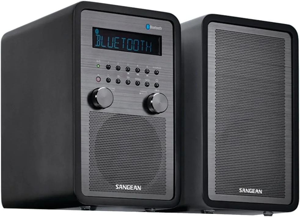 Sangean WR-50P AM/FM Bluetooth Wood Cabinet Tabletop Stereo Digital Receiver, Black