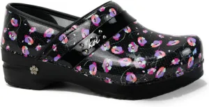 Sanita Dotted Poppies Patent Leather Clogs for Women - Cushioned Insole, Shock Absorbing Outsole, Closed-Back, APMA-Approved