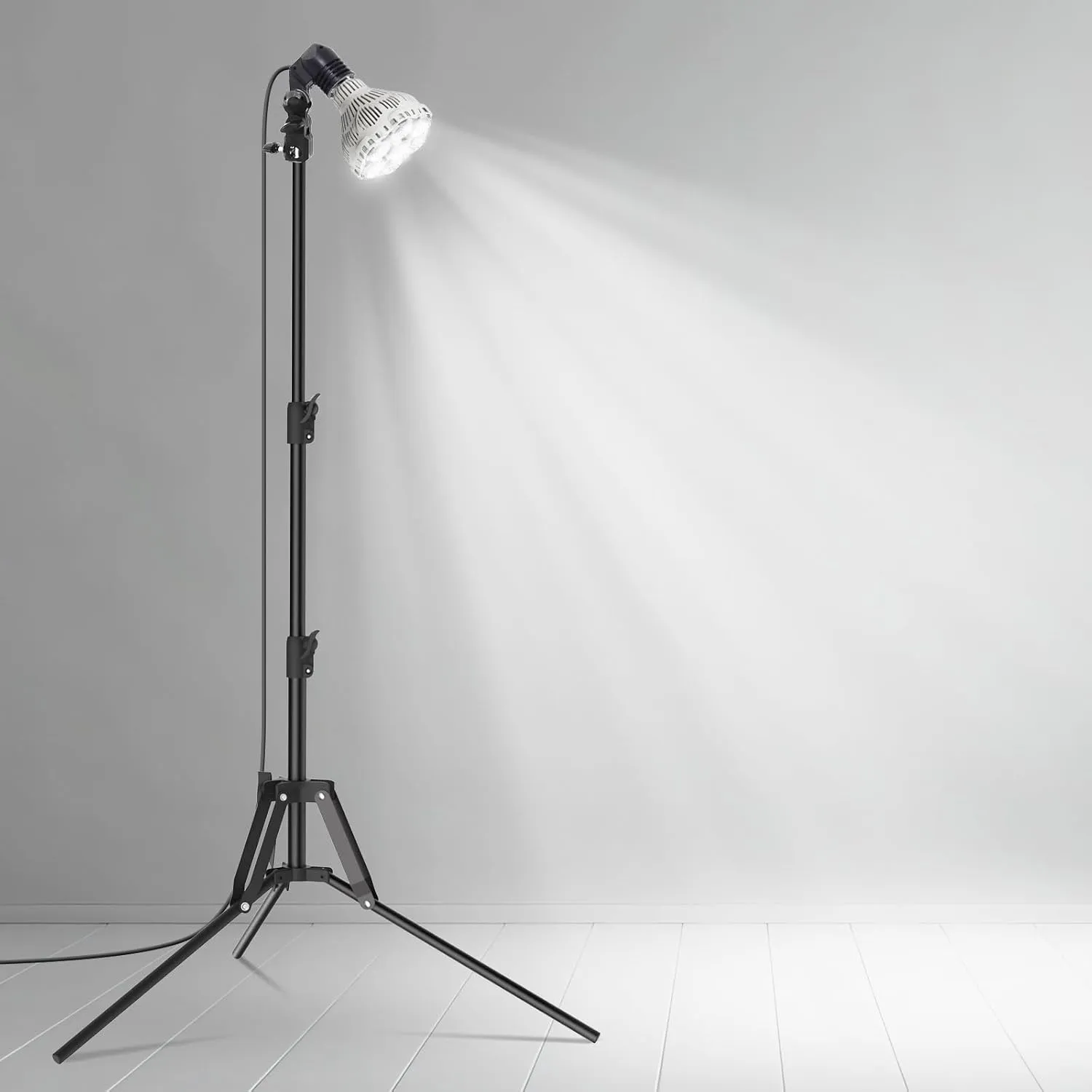 SANSI 400W Equivalent LED Work Light with Stand, 6000LM 5000K Portable Work Light With Telescoping Tripod Stand Adjustable 30-55 Inches, Camping Light with Premium Carbon Steel Strong and Stable