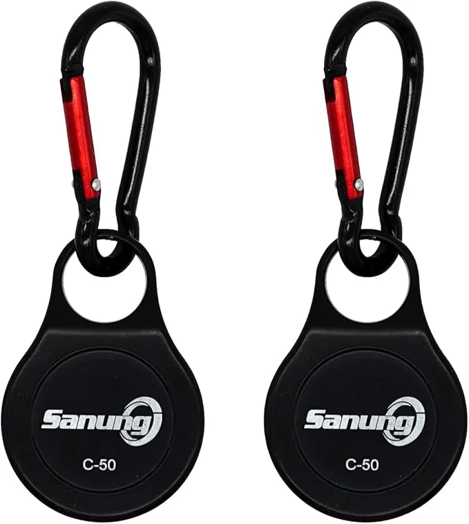 Sanung C-50 Mini Survival Compass with Carabiner, [2 Pieces] 2 in 1 Zinc Alloy Clip-on Direction Guide Keychain Holder Hook Emergency Kit Tools for Outdoor Camping Hiking Hunting Mountaineering