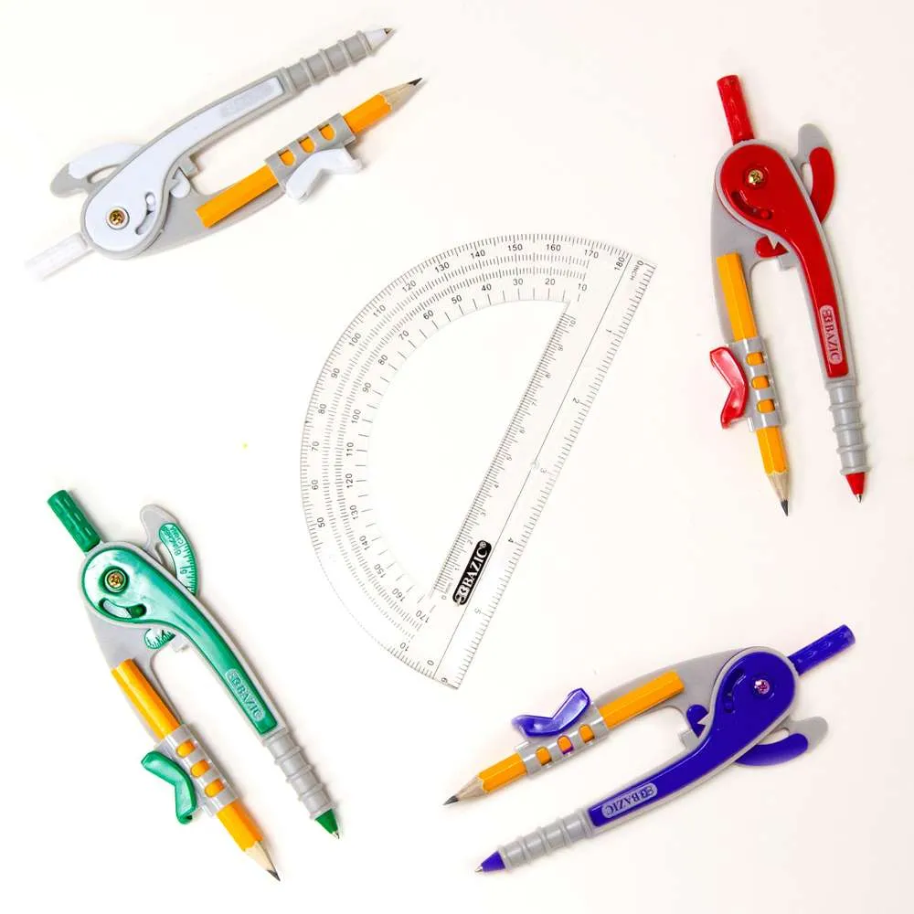 Scale-Arm Compass w/ #2 Wood Pencil & 6" Protractor Set