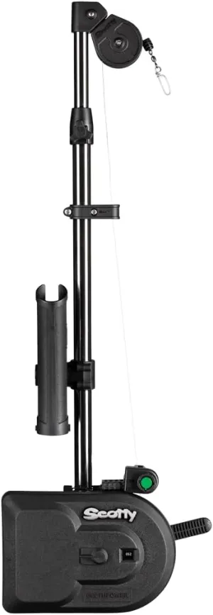 Scotty #1106B Depthpower Electric Downrigger w/ 60-Inch Telescopic Boom & Swivel Base, Rod Holder, Braided Line BLACK