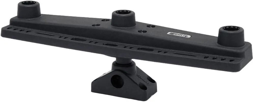Scotty #257 Triple Rod Holder Board only (No Rod Holders) Includes Post Bracket and Mount, Black, Small