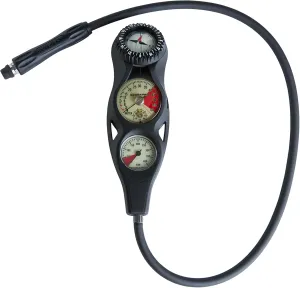 SCUBAPRO 3-Gauge Inline Scuba Diving Console with Pressure Gauge, Depth Gauge, and FS-1.5 Compass, Metric Display