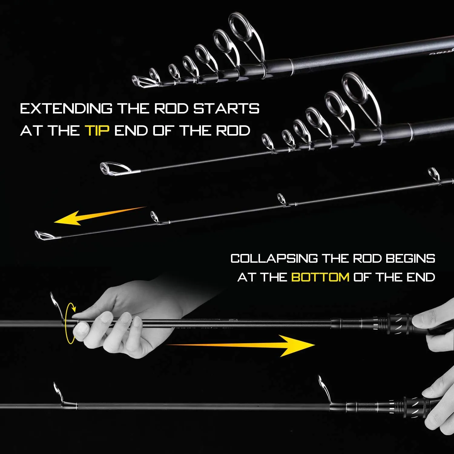 SeaKnight Sange II Telescopic Fishing Rods, Carbon Material & Durable Solid Glass Tip, Ceramic Guides, 1pc Fishing Rod Performance, Comfortable EVA Handle, Newly Designed Travel Rod