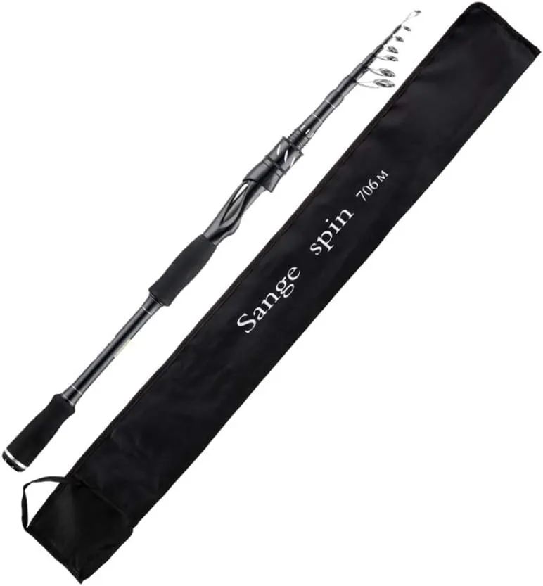 SeaKnight Sange II Telescopic Fishing Rods, Carbon Material & Durable Solid Glass Tip, Ceramic Guides, 1pc Fishing Rod Performance, Comfortable EVA Handle, Newly Designed Travel Rod
