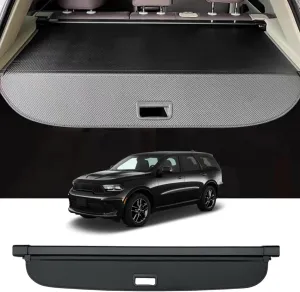 Second Row Installation Cargo Cover Compatible with Dodge Durango 2011-2025, Rear Privacy Screen Trunk Accessories Luggage Tonneau Security Shade (Install on Grooves Back of Second Row seat)