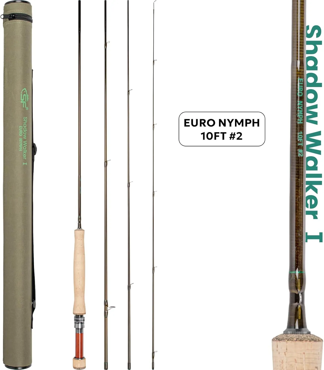 SF Shadow Walker Ⅰ Euro Nymph Rod European Nymphing Fly Fishing Fly Rod 2wt 3wt 10FT Shadow Yellow 24T Carbon Fiber with Durable Rod Tube, Medium Fast Action Fly Rod 4 Pieces
