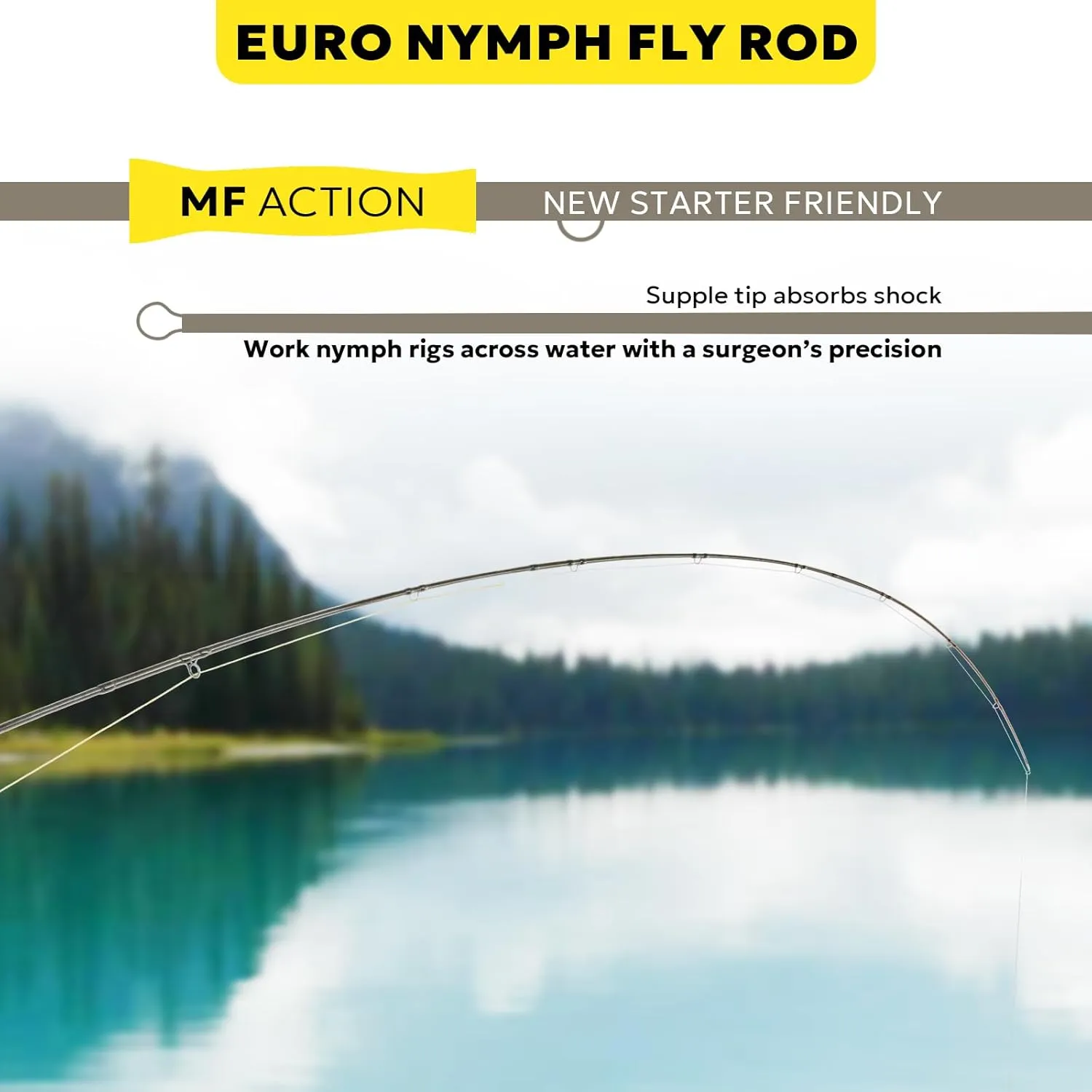 SF Shadow Walker Ⅰ Euro Nymph Rod European Nymphing Fly Fishing Fly Rod 2wt 3wt 10FT Shadow Yellow 24T Carbon Fiber with Durable Rod Tube, Medium Fast Action Fly Rod 4 Pieces