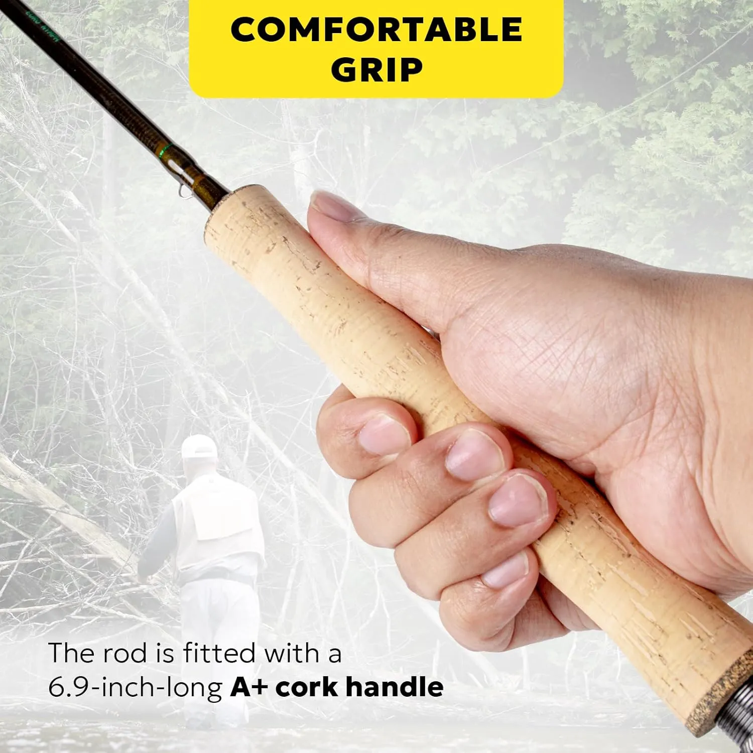 SF Shadow Walker Ⅰ Euro Nymph Rod European Nymphing Fly Fishing Fly Rod 2wt 3wt 10FT Shadow Yellow 24T Carbon Fiber with Durable Rod Tube, Medium Fast Action Fly Rod 4 Pieces