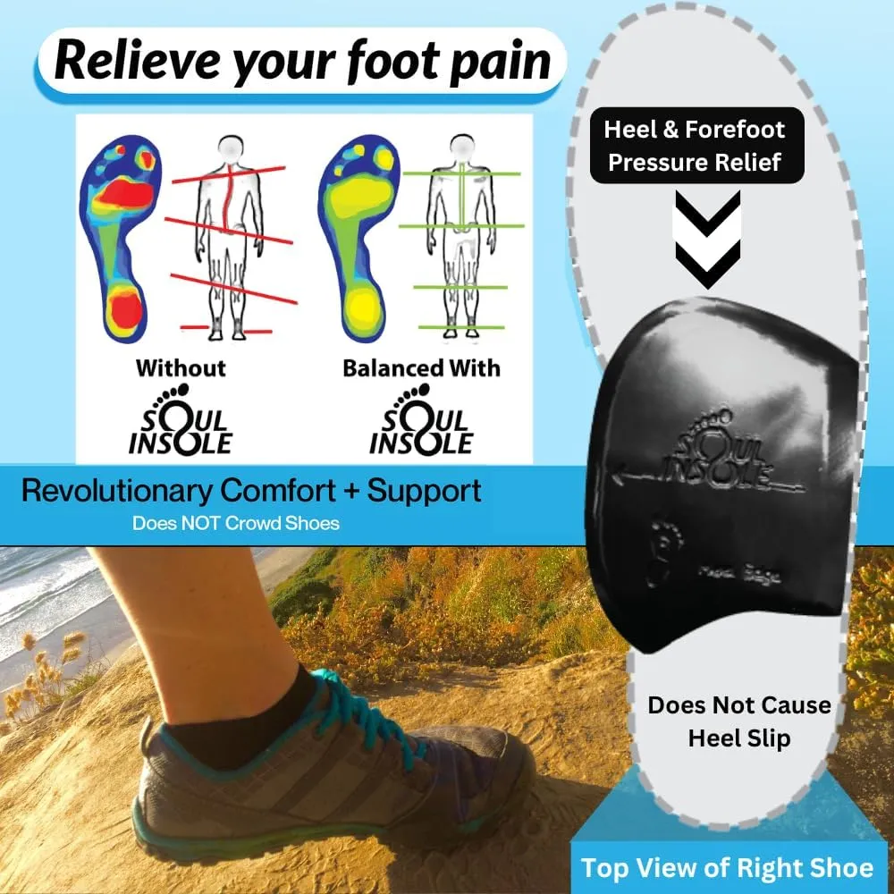 Shoe Bubble Orthotic Insole – Memory Gel Insoles for Plantar Fasciitis, Pronation, Heel Pain, Arch Supports, Midfoot Support (Black (Thinner Support), X Small)