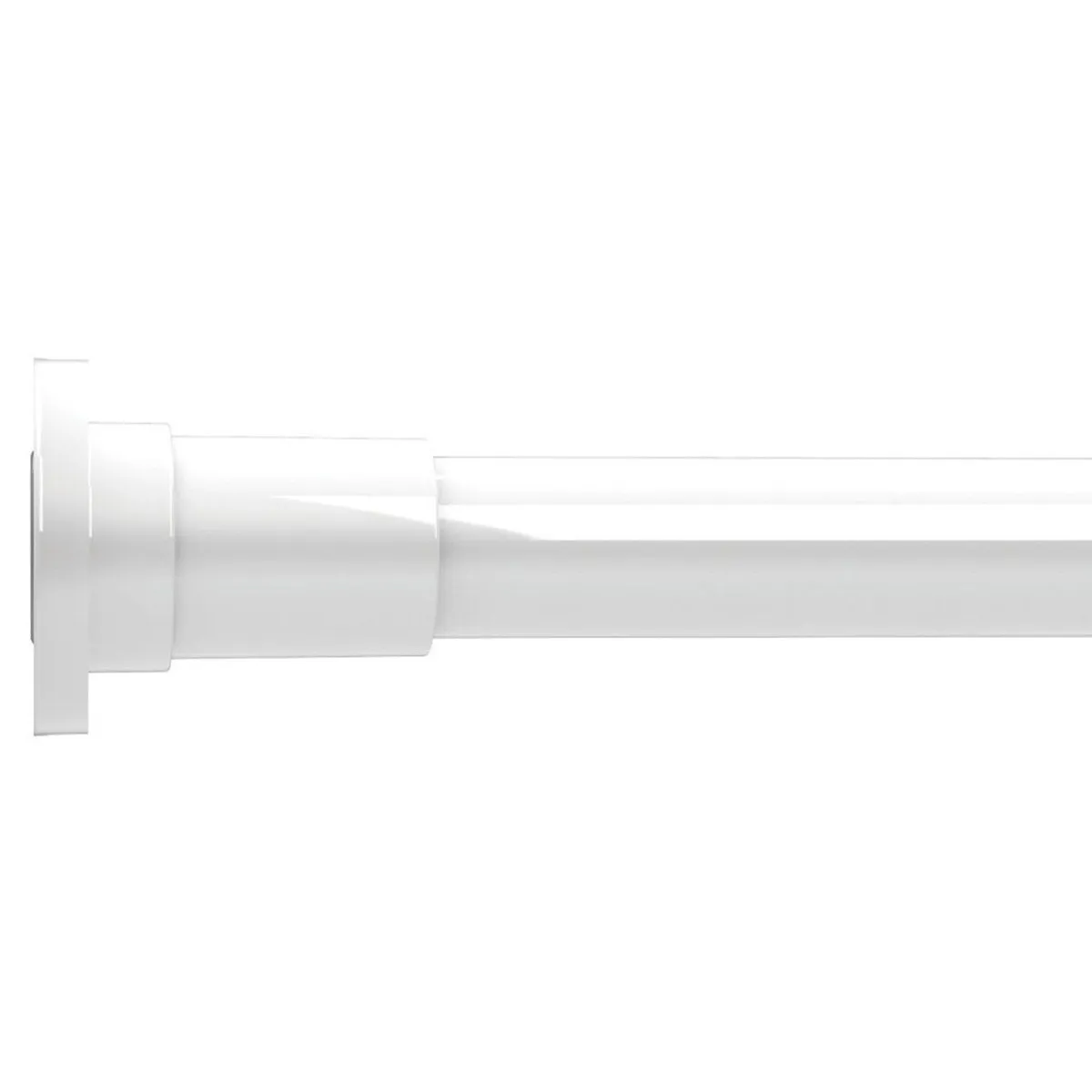Shower Curtain Rail Straight Rod Pole Extendable Aluminium White 1100-2600mm