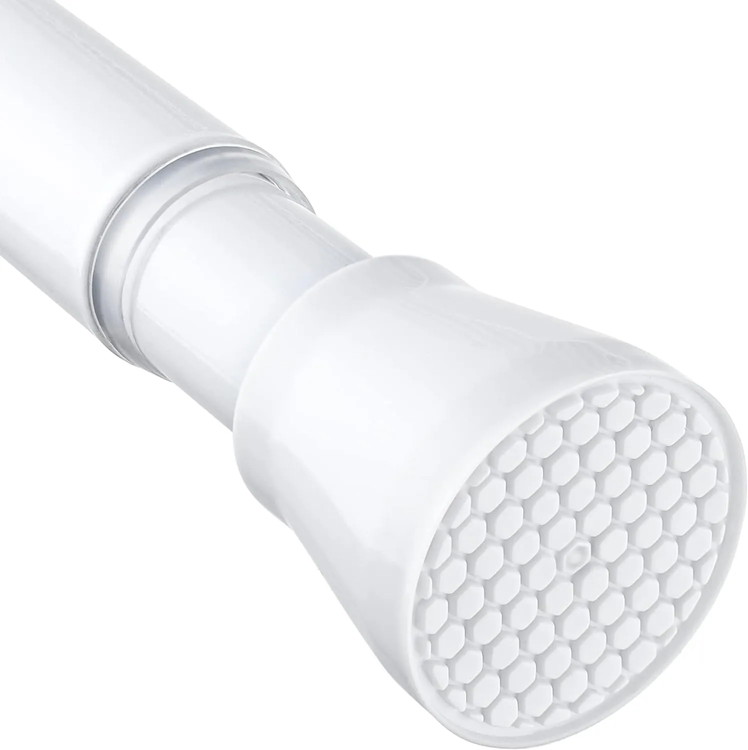 Shower Curtain Rod 45-77 Inch White Shower Rod Tension Curtain Rod Adjustable Curtain Rods No Drilling Shower Curtain Tension Rod for Bathroom Windows Doorways