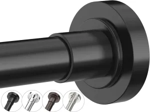 Shower Curtain Rod Adjustable 29-74 Inches, Spring Tension Shower Rod Stainless Steel 1 Inch Diameter Telescoping Curtain Rod for Bathroom, Windows Wardrobe, Non Slip, No Drilling, No Rust, Black