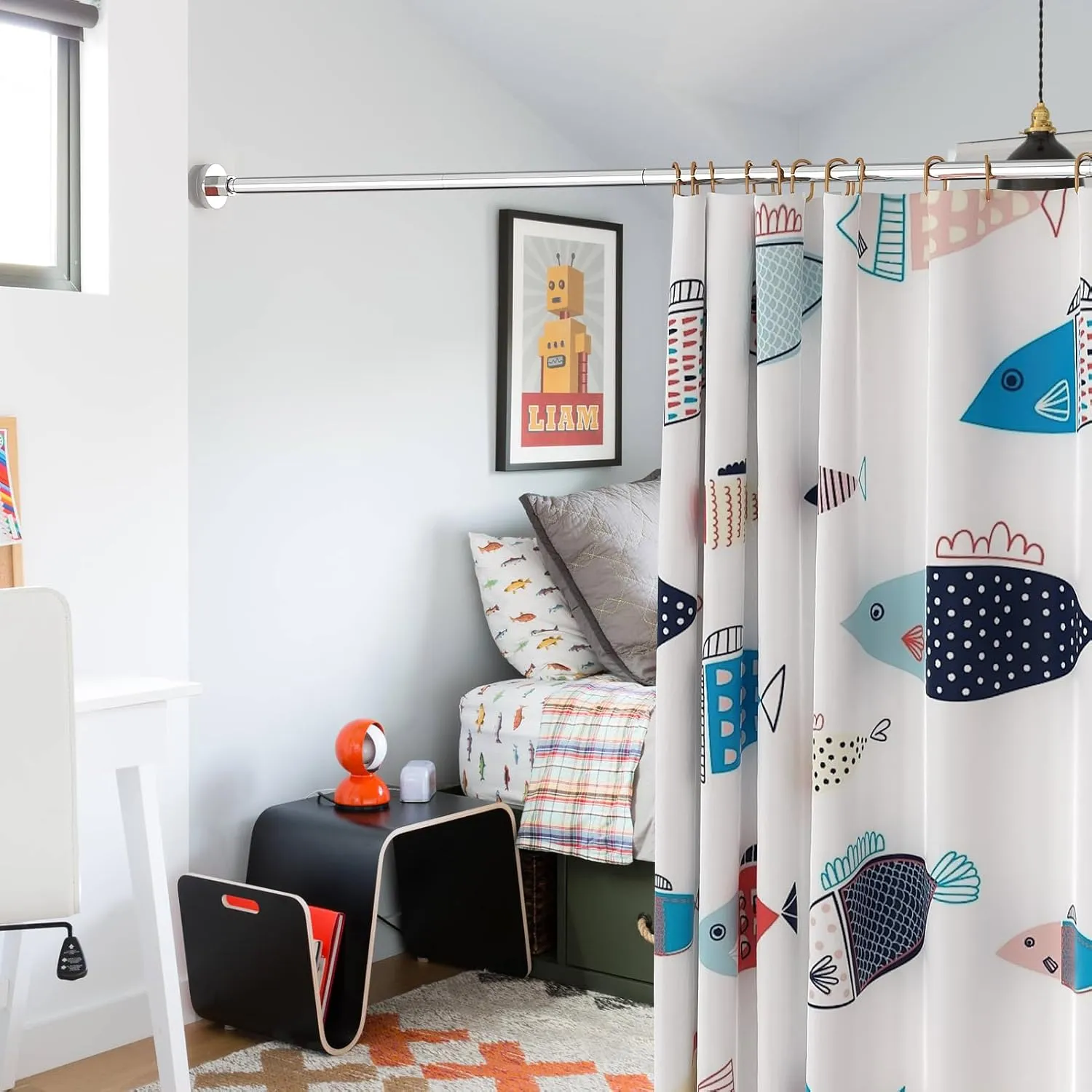 Shower Curtain Rods 32 to 75 Inch, Shower Tension Rod No Drilling Adjustable Shower Rods for Bathroom Non-Slip Stainless Steel Telescoping Shower Bar for Curtain, No Rust, Chrome