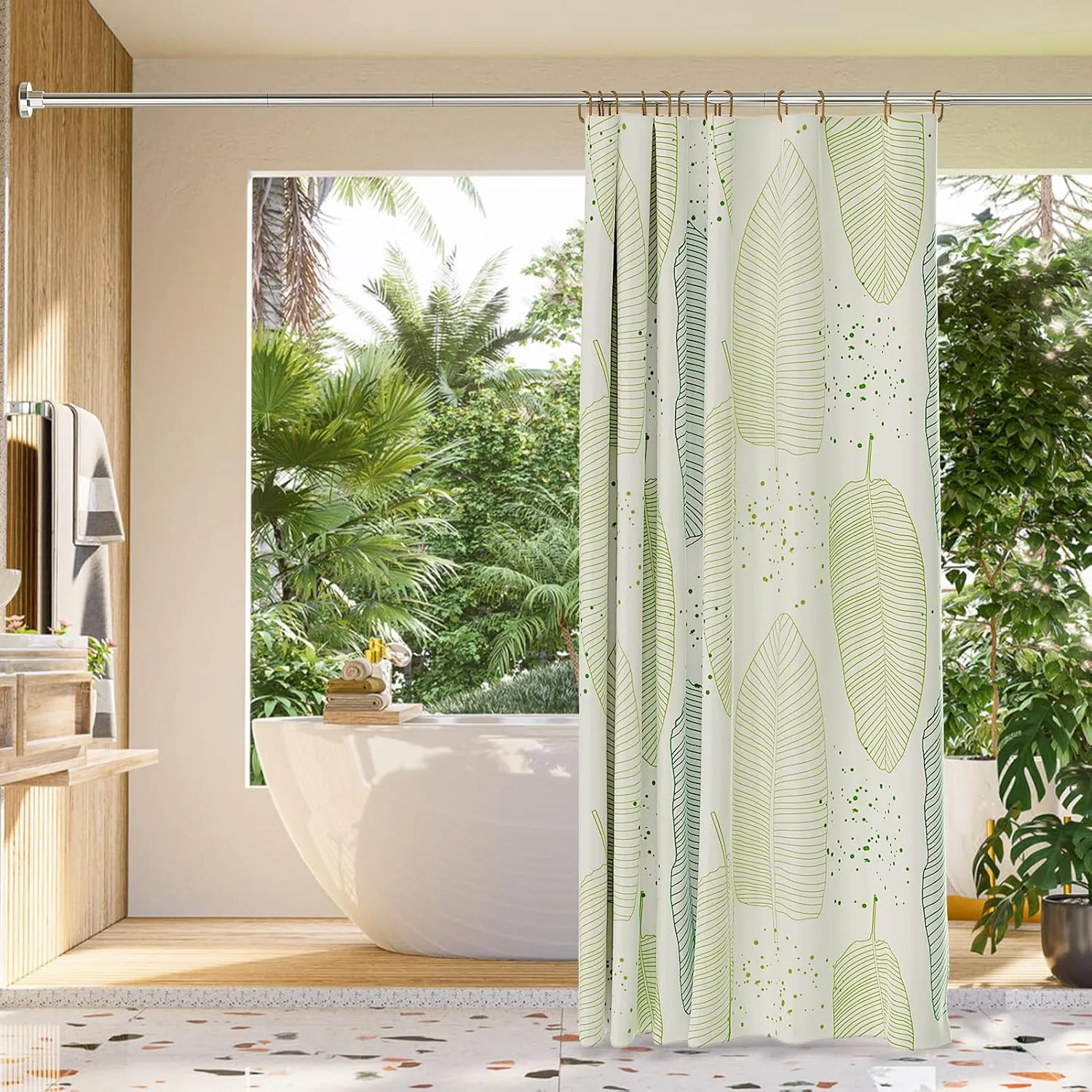 Shower Curtain Rods 32 to 75 Inch, Shower Tension Rod No Drilling Adjustable Shower Rods for Bathroom Non-Slip Stainless Steel Telescoping Shower Bar for Curtain, No Rust, Chrome