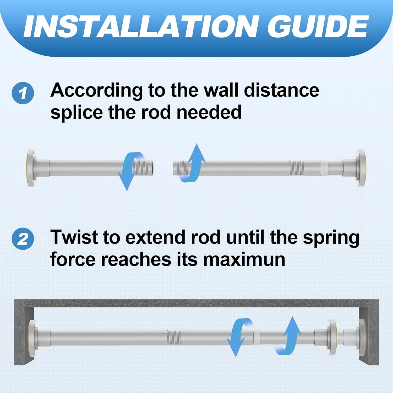 Silver Shower Curtain Rod 31 to 80 Inch,1 Inch Diameter Adjustable Spring Tension Stainless Steel Telescoping Rod,Easy Install,No Rust