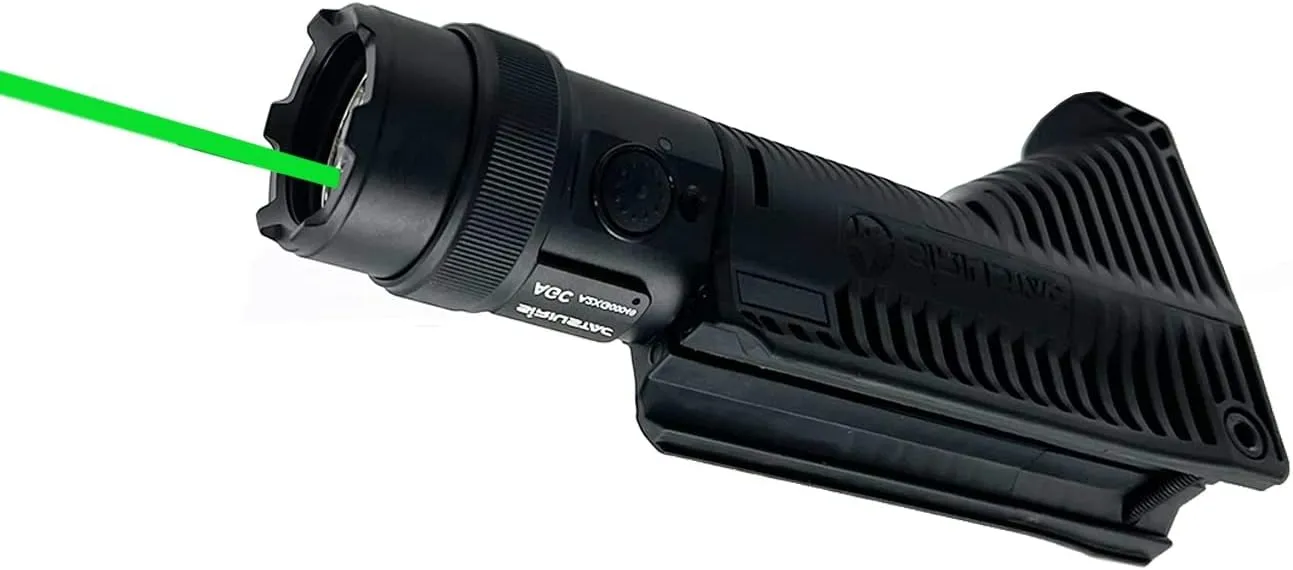 SiRiUSTAC AGC 1600 Lumens Picatinny Mount Rechargeable Tactical Flashlight, White LED and Green Laser Combo, Weaponlight with 320 Meters Beam Distance