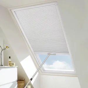 Skylight Blackout Window Blinds & Shades, Cordless Cellular Shades Thermal Insulation Honeycomb Blinds for Roof Inclined Plane Room Windows, Easy to Install - Custom Size(White)