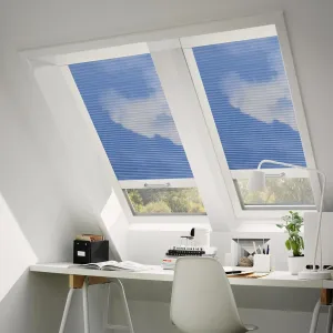 Skylight Blind for Ceiling, Skylight Shades Window Cordless Cellular Shades Thermal Insulation Honeycomb Blinds for Roof Inclined Plane Room Windows (Light Filtering, Blue Sky)