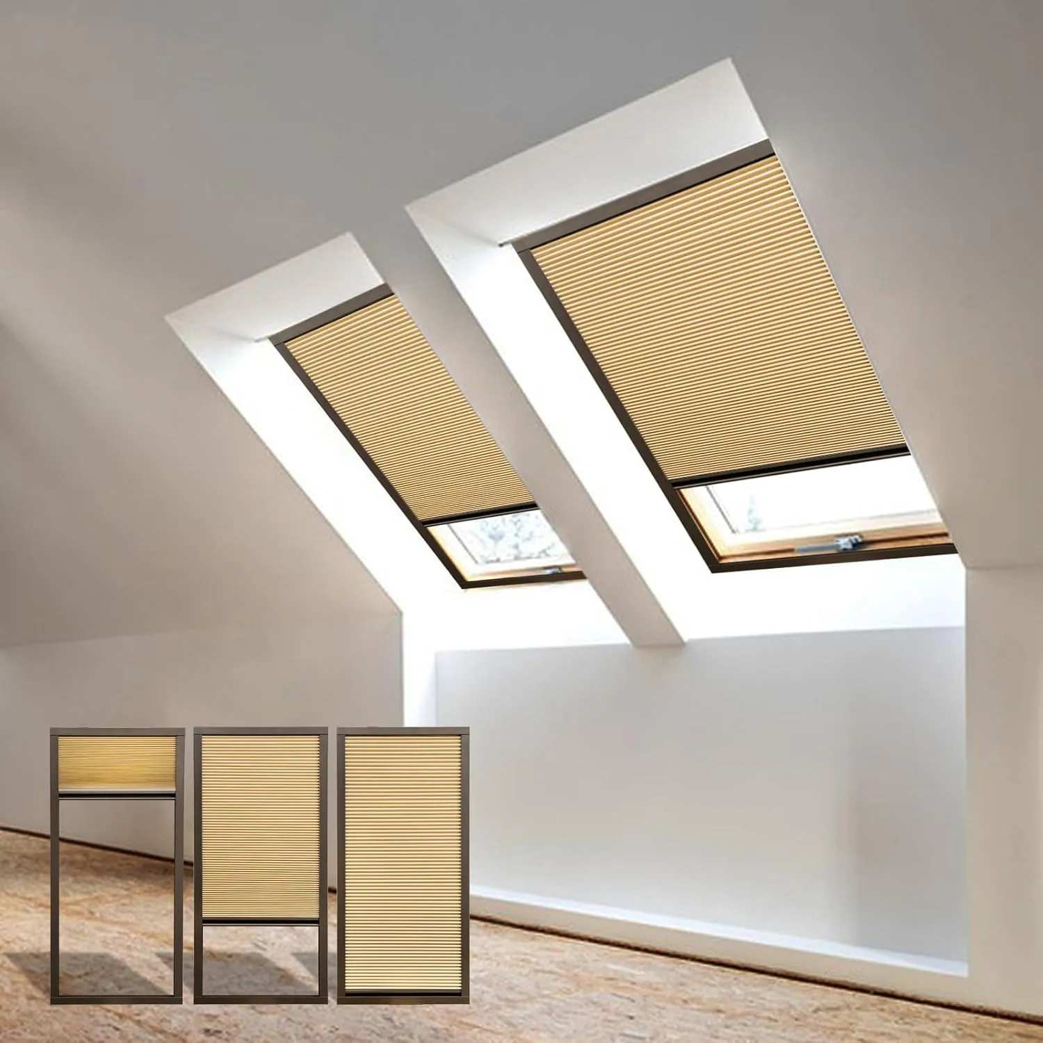 Skylight Shades & Blinds for Window Cellular Cordless Blackout Shades Custom Cut to Size (100% Shading - Ginger)