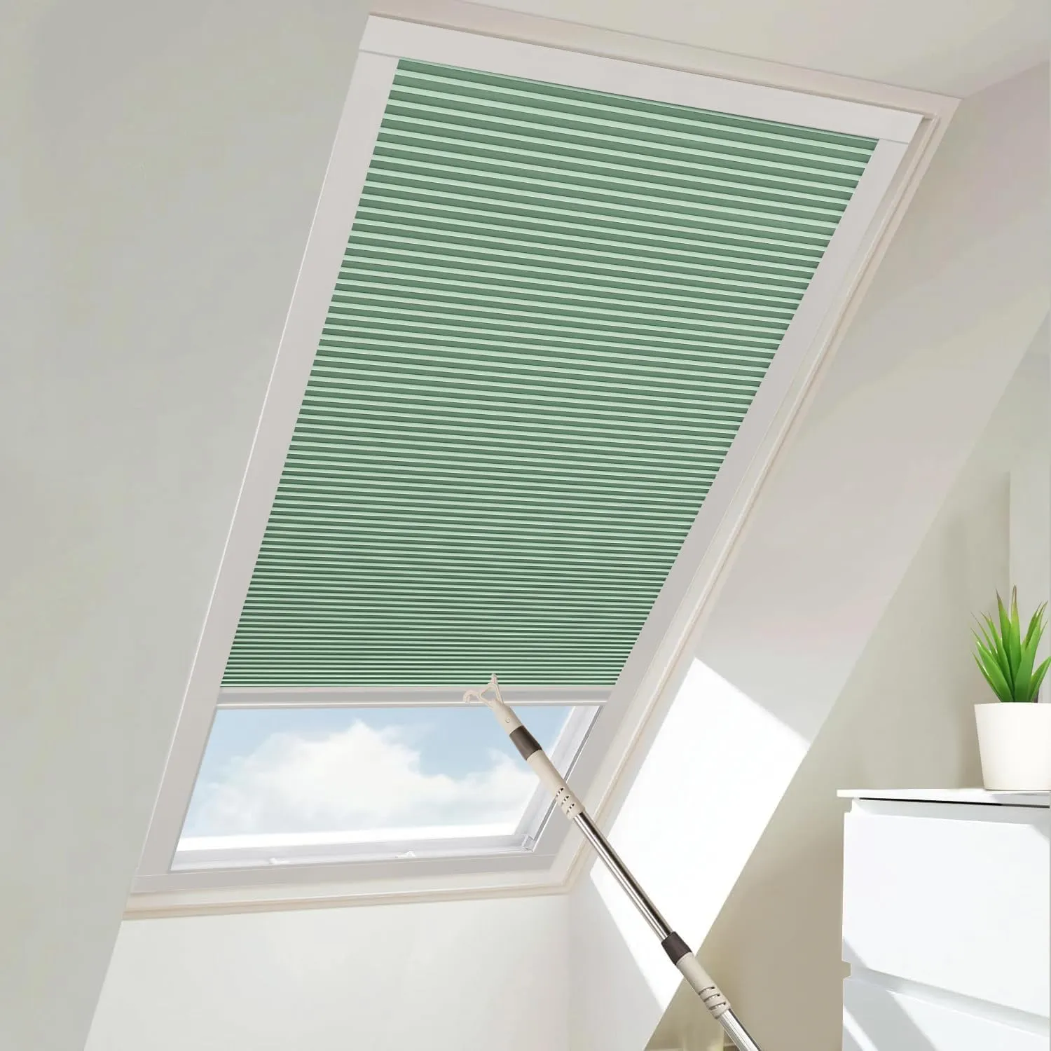 Skylight Shades & Blinds for Window Cellular Cordless Blackout Shades Custom Cut to Size (100% Shading - Mint)