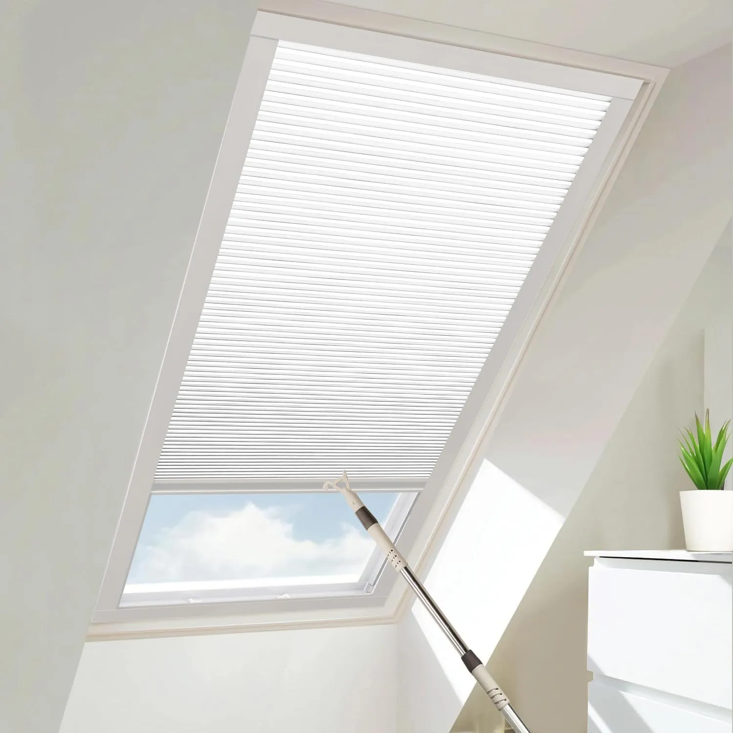 Skylight Shades & Blinds for Window Cellular Cordless Shades Custom Cut to Size (70% Shading - Pure White)
