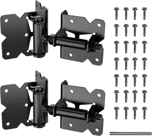skysen Carbon Steel Vinyl Wood Fence Self Closing Gate Hinges Black(2063-cs-p)