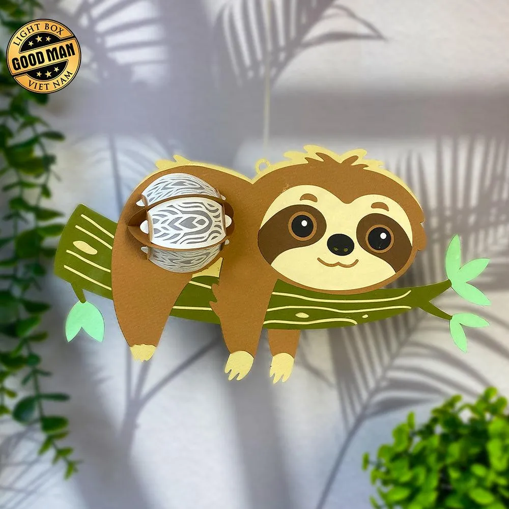 Sloth - 3D Sloth Lantern File - 11x7" - Cricut File - LightBoxGoodMan