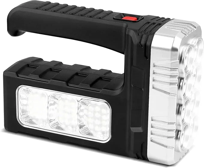 Solar Flashlight with USB Cable,Rechargeable 8 LED Handheld with COB Sidelight,Portable Waterproof Flashlight,High Lumens 3 Modes Searchlight,for Fishing Outdoor Camping Emergencies