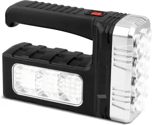 Solar Flashlight with USB Cable,Rechargeable 8 LED Handheld with COB Sidelight,Portable Waterproof Flashlight,High Lumens 3 Modes Searchlight,for Fishing Outdoor Camping Emergencies