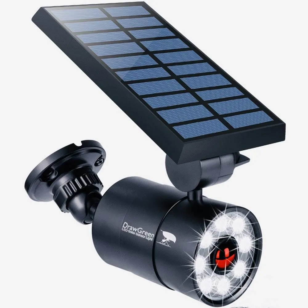 Solar Motion Lights for Outside Aluminum case(Not plastic), Solar Flood Security Spot lights Outdoor 1400LM 9W LED(130W Equ.) Garden Step Deck Patio Post Porch, 100-Week FREE Refund/Replacement(Black)